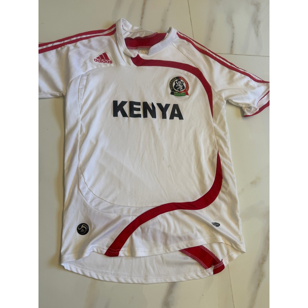 Adidas Kenya Football Federation Soccer Jersey White Red Mens Medium Clima365 - Picture 2 of 9